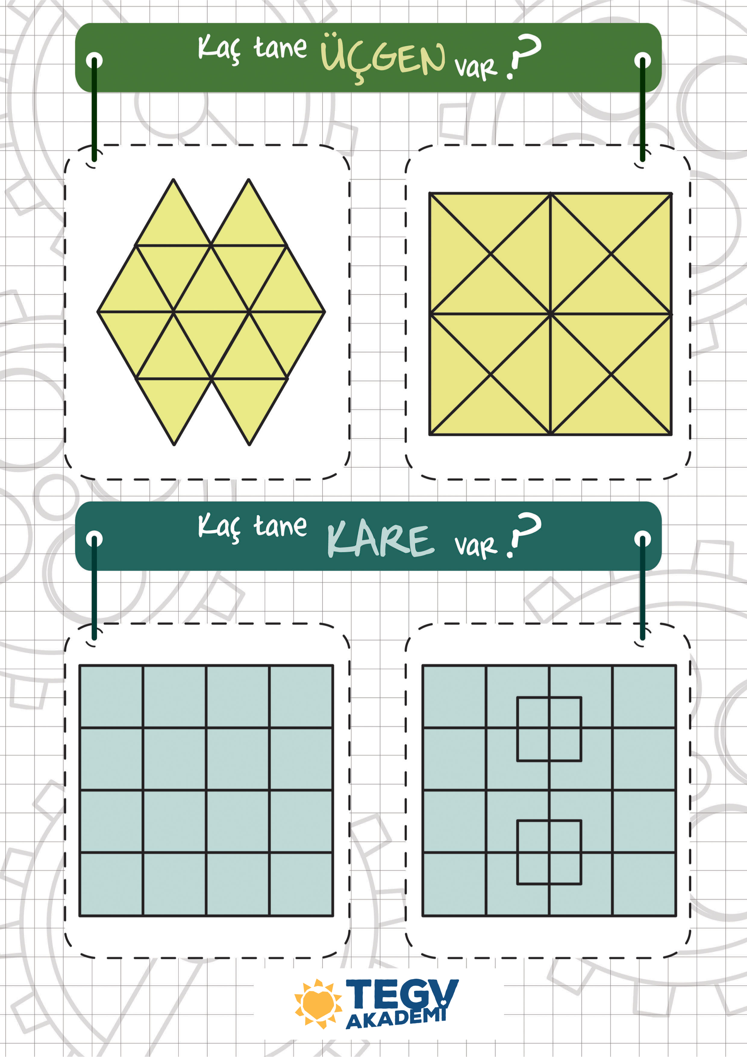 Kaç tane Üçgen ve Kare Var?